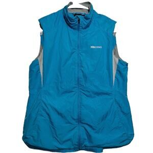 Marmot Driclime Vest Packable Water Resistant Full Zip Zip Pockets Blue Medium